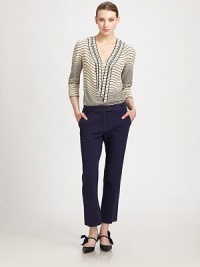 A perfectly tailored design with just the right amount of stretch for an enviable fit. The golden buttons lend a sophisticated touch to this sleek knit.Button closureZip flyBelt loopsSlash pocketsBack flap pocketsInseam, about 2793% cotton/6% polyamide/1% spandexDry cleanImported Model shown is 5'10 (177cm) wearing US size 4. A perfectly tailored design with just the right amount of stretch for an enviable fit. The golden buttons lend a sophisticated touch to this sleek knit.Button closureZip flyBelt loopsSlash pocketsBack flap pocketsInseam, about 2793% cotton/6% polyamide/1% spandexDry cleanImported Model shown is 5'10 (177cm) wearing US size 4.