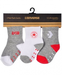 Converse Logo Trio 3-Pack Quarter Crew Socks (Sizes 0M - 24M) - gray/red, 12 - 24 months Converse Logo Trio 3-Pack Quarter Crew Socks (Sizes 0M - 24M) - gray/red, 12 - 24 months