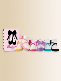 Six pairs of brightly colored ballet shoe-printed socks, packaged in an adorable keepsake box.80% cotton/17% acrylic/3% spandexMachine washImported Six pairs of brightly colored ballet shoe-printed socks, packaged in an adorable keepsake box.80% cotton/17% acrylic/3% spandexMachine washImported