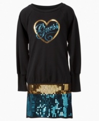 She'll be in the spotlight with this sparkly sequin shirt from Guess. She'll be in the spotlight with this sparkly sequin shirt from Guess.