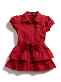 GUESS Shirtwaist Dress with Flower Sash, RED (18M) GUESS Shirtwaist Dress with Flower Sash, RED (18M)