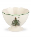 With an historic pattern and fluted silhouette, the Christmas Tree footed bowl from Spode's collection of serveware and serving dishes is a festive gift to holiday dining. A full evergreen tree with baubles, tinsel and perfectly wrapped packages sets the table for celebration.