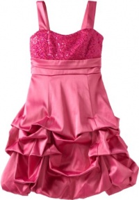 Ruby Rox Kids Girls 7-16 Sequin Top Pick Up Dress, Hot Pink, 16