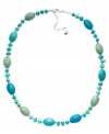 Stylishly Southwestern. Reconstituted turquoise beads adorn this eye-catching necklace from Lauren Ralph Lauren. Whether you wear it to work or with more casual daytime outfits, it's sure to stand out as a chic complement. Crafted in mixed metal. Approximate length: 18 inches + 2-inch extender.