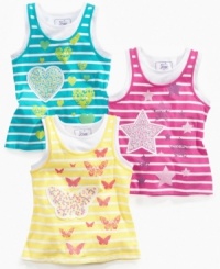 A little layering fun. Help her get the latest look without the hassle in this faux-layered graphic tank from So Jenni. (Clearance) A little layering fun. Help her get the latest look without the hassle in this faux-layered graphic tank from So Jenni. (Clearance)