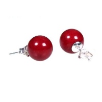 925 Sterling Silver 10mm Natural Italian Red Coral Ball Stud Post Earrings 925 Sterling Silver 10mm Natural Italian Red Coral Ball Stud Post Earrings