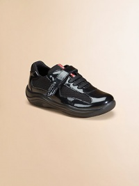 Patent leather with mesh and grip tape closure.Rubber sole Imported