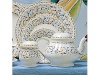 Toscana is a festive pattern with cheerful colorwashes on a beautiful French faience body.