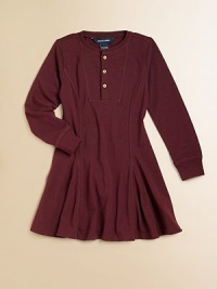 A versatile, wear-anywhere Henley dress is crafted from a soft cotton blend to create a staple as comfy as it is stylish.Ribbed crewneckLong sleevesButton-frontFlared hem53% cotton/36% polyester/6% viscose/5% elastaneMachine washImported Please note: Number of buttons may vary depending on size ordered. A versatile, wear-anywhere Henley dress is crafted from a soft cotton blend to create a staple as comfy as it is stylish.Ribbed crewneckLong sleevesButton-frontFlared hem53% cotton/36% polyester/6% viscose/5% elastaneMachine washImported Please note: Number of buttons may vary depending on size ordered.