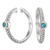 925 Silver & Blue Topaz Modern Hoop Earrings with 18k Gold Accents