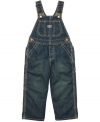 Play dirty. Your little one will love to go outside in these tough denim overalls from Osh Kosh, you'll love how easy they are to clean.