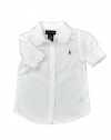 Ralph Lauren Toddler Girl's Ruffle Basic Oxford (2/2T, White)