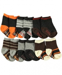 U.S. Polo Assn. Custom Stripe 6-Pack Crew Socks (Sizes 0M - 24M) - brown/gray, 12 - 24 months