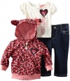 Baby Phat Girl's 2-6X 3-Piece Hoodie, Tee and Pant Set, Dark Wash, 3T