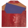 Crocodile Embossed Leather Large Envelope, Red, Holds up to 9x12 folder