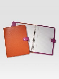 Make your list and jot down your notes in this handy leather notebook with spiral insert and notepad of gold-gilded premium paper.LeatherIncludes 144 perforated, lined pages7 X 9.25Made in USA Make your list and jot down your notes in this handy leather notebook with spiral insert and notepad of gold-gilded premium paper.LeatherIncludes 144 perforated, lined pages7 X 9.25Made in USA