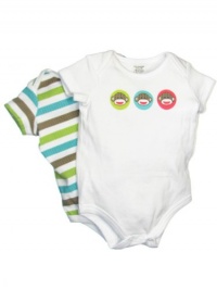 Baby Starters Baby-boys Newborn Sock Monkey 2 Pack Bodysuit, White, 0-3 Months Baby Starters Baby-boys Newborn Sock Monkey 2 Pack Bodysuit, White, 0-3 Months