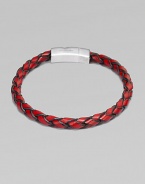 A hand-braided strand of fine Italian leather is offset by a gleaming sterling silver clasp. Leather Sterling silver About 8¼ long Lobster clasp Made in the United Kingdom 