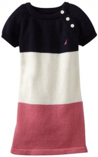 Nautica Sportswear Kids Girls 2-6X Bold Stripe Sweater Dress, New Sport Navy, 5