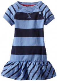 Nautica Sportswear Kids Girls 2-6X Short Sleeve Stripe Dress, Cadet Blue, 3T