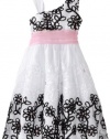 Rare Editions Girls 7-16 Mesh With Soutach Dress, Black/White/Pink, 8