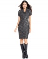 A dynamic pattern enlivens this cowlneck dress from Evan Picone.