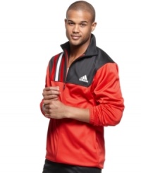 Cool down during your warm up. Stay comfortable while you make your rounds in this jacket with Climalite technology from adidas. Cool down during your warm up. Stay comfortable while you make your rounds in this jacket with Climalite technology from adidas.