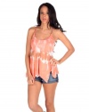 Vintage Havana Womens Leather Tie Dye Tank - Pink/brown - Small