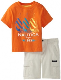 Nautica Boys 2-7 2 Piece Sails Short Set, Kumquat, 3T Nautica Boys 2-7 2 Piece Sails Short Set, Kumquat, 3T