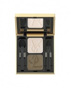 Featuring contrasting duos that work perfectly together, these shadows combine colour and luminosity to dress the eyelids with vibrant hues. Thanks to an optical smoothing effect, each shade fully expresses its intensity and radiance. Available in six harmonies of two shades. The light shade widens the look and the darker one underlines and structures the eyes.