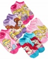 Prep your pretty princess for the day with a pair of these cute and colorful Disney Princess socks.