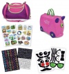 Trunki Trixie Travel Suitcase Combo Pack- Trunki, Coordinating Totebag and 3 Bonus Sticker Packs (Purple/Pink)