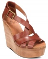 Crisscrossing straps add intrigue to Lucky Brand's Suzume platform wedge sandals.