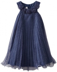 Bonnie Jean Girls 7-16 Dot Crystal Pleat Dress, Blue, 8 Bonnie Jean Girls 7-16 Dot Crystal Pleat Dress, Blue, 8