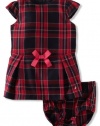 Nautica Sportswear Kids Baby-girls Infant Short Sleeve Plaid Dress, New Sport Navy, 18 Months