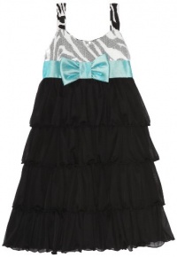 Bonnie Jean Girls 7-16 Zebra Print Bodice Dress with Sequin Overlay To Tiered Chiffon Skirt, Black/White, 14 Bonnie Jean Girls 7-16 Zebra Print Bodice Dress with Sequin Overlay To Tiered Chiffon Skirt, Black/White, 14