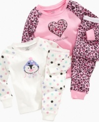 A snug fit on these pajama sets from Calvin Klein will make your little one feel cozy when tucked in. A snug fit on these pajama sets from Calvin Klein will make your little one feel cozy when tucked in.