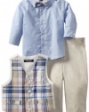 Nautica Dress Up Baby-boys Infant Gustav Plaid Vest Set, Khaki, 18 Months