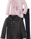 Calvin Klein Girls 2-6X Jacket With Pink Tee And Jean, Gray, 5