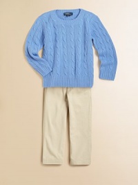 A classic crewneck sweater is rendered in plush cable-knit cashmere for warm and luxe style.CrewneckLong sleevesPullover styleCashmereMachine washImported A classic crewneck sweater is rendered in plush cable-knit cashmere for warm and luxe style.CrewneckLong sleevesPullover styleCashmereMachine washImported