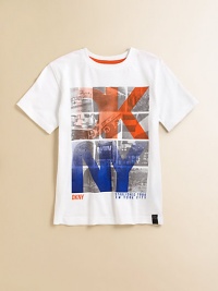 An essential short-sleeved tee is rendered in soft, washed cotton with a cool city scene screen print.CrewneckShort sleevesPullover styleCottonMachine washImported An essential short-sleeved tee is rendered in soft, washed cotton with a cool city scene screen print.CrewneckShort sleevesPullover styleCottonMachine washImported