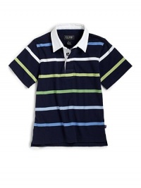 THE LOOKStriped designPolo collarConcealed front button placketShort sleeves Vented hemBack topstitchingTHE MATERIALCottonCARE & ORIGINMachine washImported THE LOOKStriped designPolo collarConcealed front button placketShort sleeves Vented hemBack topstitchingTHE MATERIALCottonCARE & ORIGINMachine washImported