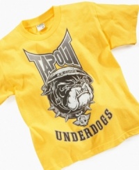 He can show he's got a dog in the fight with the unchained graphic on this Underdogs t-shirt from Tapout. He can show he's got a dog in the fight with the unchained graphic on this Underdogs t-shirt from Tapout.