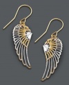 The sweetest thing. These delicate cut-out wings on fish wire add a heavenly touch. Crafted in 14k gold and 14k white gold. Approximate drop: 1-1/4 inches.