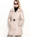 Kenneth Cole Reaction brings a unique brand of urban cool to a toasty quilted puffer coat. The ruched belt gives definition to your waist for an edgy yet feminine look.