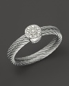 Charriol's Classique Collection cable ring lends a fresh, modern look, mixing diamonds with 18K white gold and stainless steel.