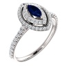 18K White Gold 6.00x3.00mm Marquise Cut Sapphire and Diamond Double-Halo Ring