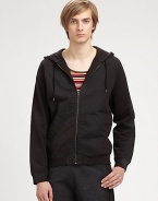 An updated twist to a classic design, this cozy, zip-front hoodie is the epitome of casual comfort.Zip frontAttached drawstring hoodKangaroo pocketsBanded cuffs and hemCottonMachine washImported