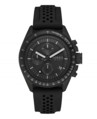 Black-on-black for versatility, chronograph movement for precision: the Decker watch by Fossil.