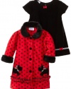 Blueberi Boulevard Baby Girls Infant Coat Flock Velvet Dress, Red, 12 Months